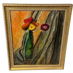 Original Abstract Impressionist Floral Still Life Gilded Framed Professionally